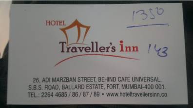 Mumbai - Visitenkarte Hostel Travvellers Inn